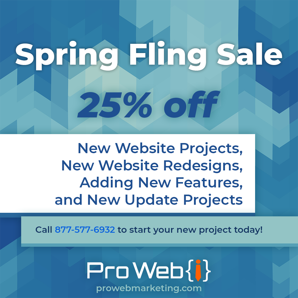 Spring Fling Sale 25 percent off Website Projects
