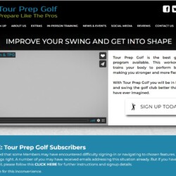Tour Prep Golf home page designed by Pro Web Marketing
